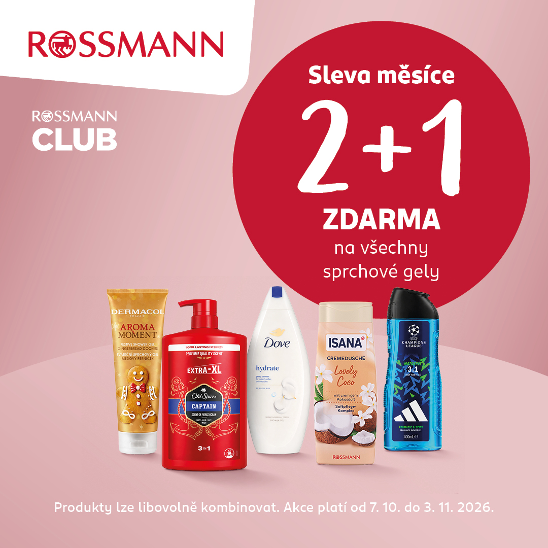 2 + 1 ZDARMA na všechny sprchové gely 