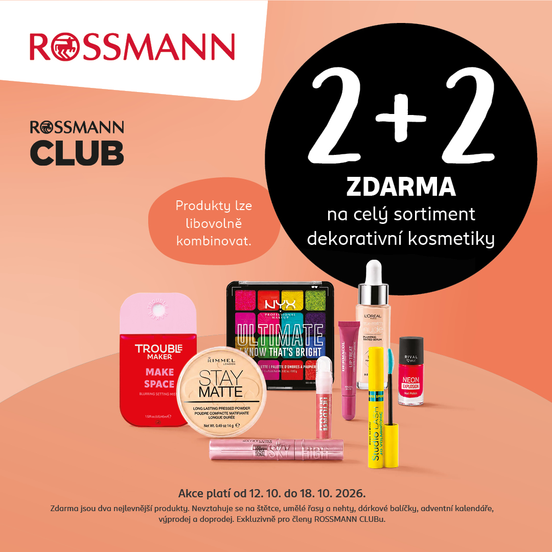 2+2 ZDARMA na dekorativní kosmetiku ROSSMANN