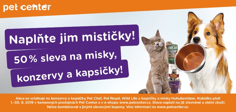 Pet center sleva na kozervy, kapsičky a ryby